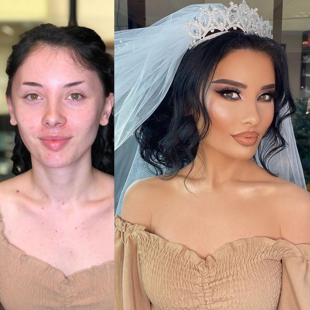 15 Amazing Photos: Before and After Brides' Wedding Makeup Transformations