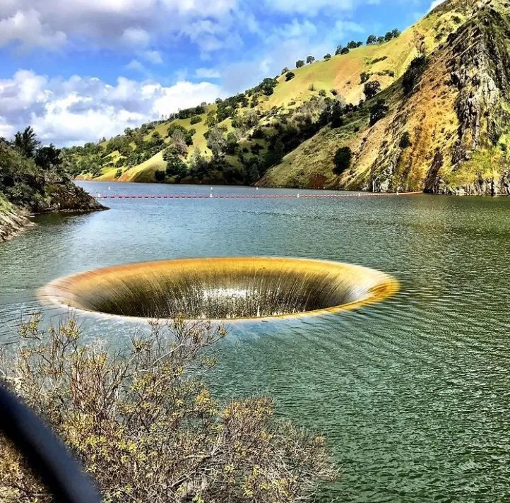 Spillway in a dam’s reservoir, Northern California