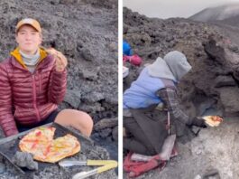 Woman Eats Pizza Cooked On An Active Volcano In Guatemala