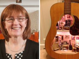 Mother Built A Extraordinary Miniature Dollhouse Inside an Acoustic Guitar
